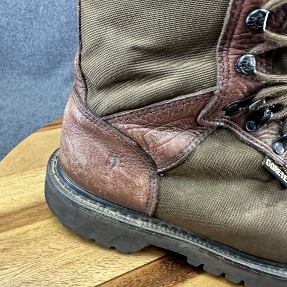 Vtg Wolverine Mens Sz 7 Gore-tex Waterproof Leather Brown Green Distressed Boots - Picture 5 of 13